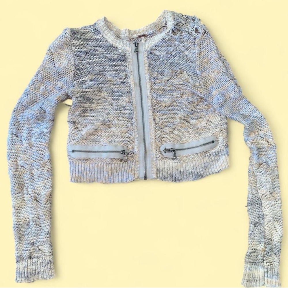 Free People Multicolor Knit Jacket with Zipper